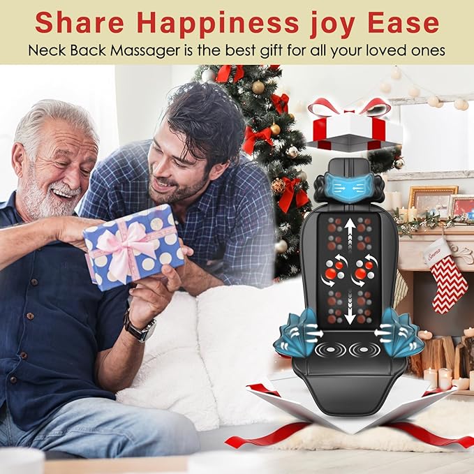 Shiatsu Massage Cushion with Heat, Kneading Back Massager for Chair Helps Relieve Fatigue, Massage Chair Pad for Office Chair, Sofa, Recliner, Gift for Family/Mother's Day