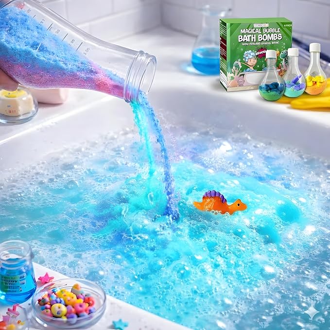 Bath Bombs for Boys with Mini Toy Ducks Inside – Kids Bath Bombs Powder - Bubble Bath for Kids – Bathtime Experiment Kit Mix - Blast of Foam & Colour Surprise – Gift Set of 4