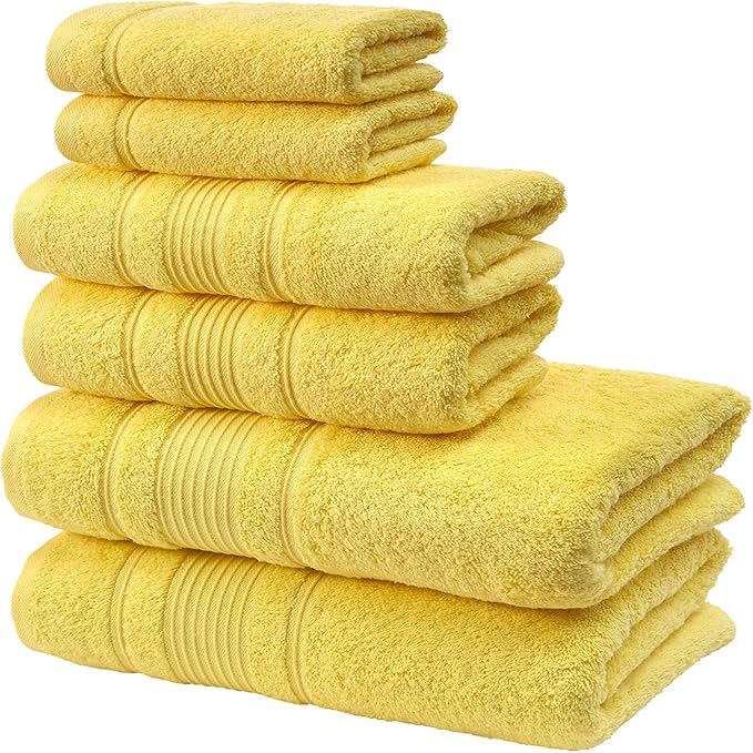 Personalize Your Towels with Custom Embroidery: Names, Monograms, and Initials. Perfect For Kids, Adults, Travel, Gifts, 6-Piece Towel Set; 2 Bath Towels, 2 Hand Towels, and 2 Wash Cloths - Yellow