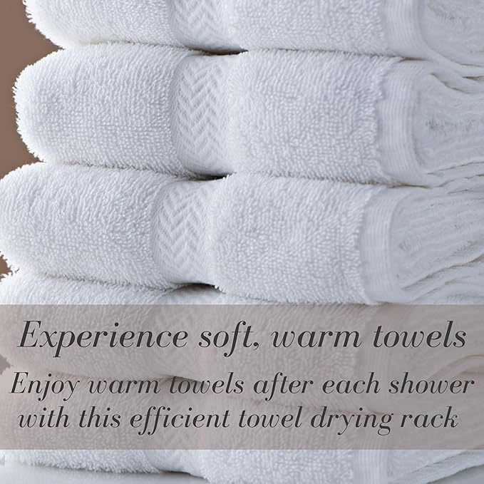 Warmrails Classic Towel Warmer - Free-Standing or Wall Mounted Towel Warmer Rack for Drying Towels and Garments - 37.5-Inch Nickel Finish Frame with 4 Bars - Model HCS