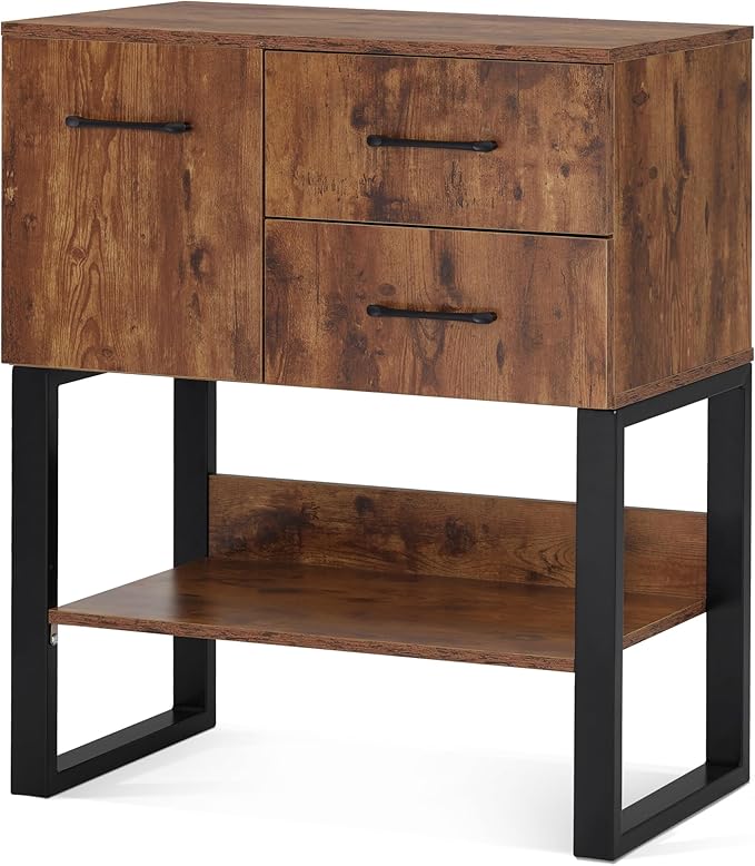 BarberPub Styling Barber Station, Wall Mount Storage Cabinet, Salon Equipment for Hair Stylist, Spa Beauty Makeup Organizer with Drawers & Shelf 3185 (Brown & Black)