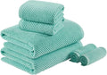 Madison Park Bathroom Towel Set of 6 Diagonal Ribbed, Turquoise 100% Cotton Quick Dry & Absorbent| 2 Bath 30" x 56"| 2 Hand 18" x 28"| 2 Washcloths 13" x 13"| Zero Twist, 500 GSM, Oeko-TEX