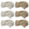 Casoty 6 Pcs Spa Headbands, Hair Holder for Washing Face, Soft Coral Fleece Facewash Headband, Bow Hair Bands, Beauty Headbands for Face Washing Shower Skin Care Yoga