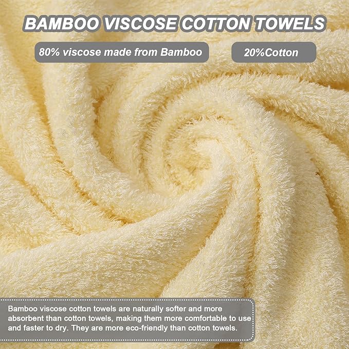 Aibaser Bath Towels, 27x54inch - Natural, Ultra Absorbent Towels for Bathroom, Travel, Gym, Shower and Spa (6 Piece Set) (Yellow)