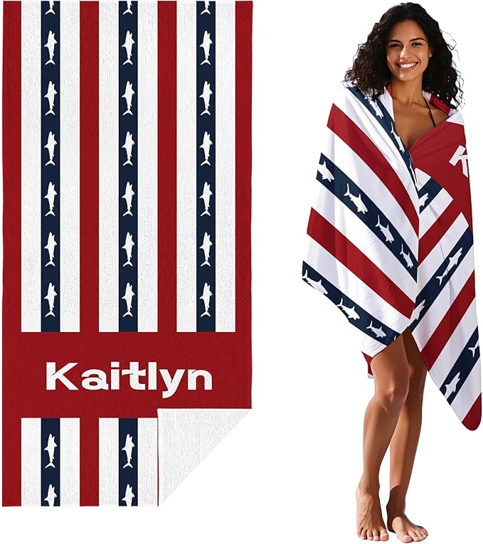 JML Custom Beach Towel with Name, Personalized Microfiber Beach Towel with Name, Large, Soft, Quick Dry & Absorbent for Swim, Pool,Adult,Summer Holiday,Vacation,Travel,Gift for Anniversary, Birthday