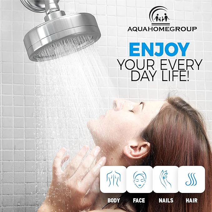 AquaHomeGroup Vitamin C + E + A Shower Filter Cartridge 2-Pack - Reduces Chlorine and Chloramine - Supports Skin, Hair and Nail Health