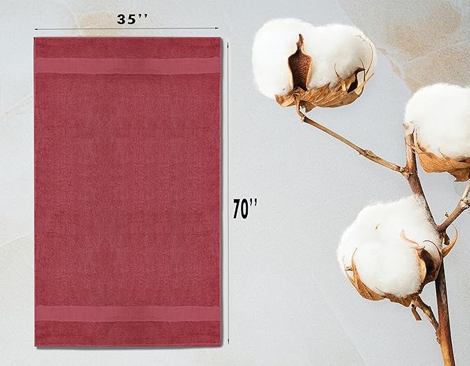 Softolle 100% Cotton Luxury Bath Sheets - Pack of 2 (35" x 70") | Super Soft, Quick-Dry & Highly Absorbent Towels for Bathroom, Home, Spa & Gym (Burgundy)