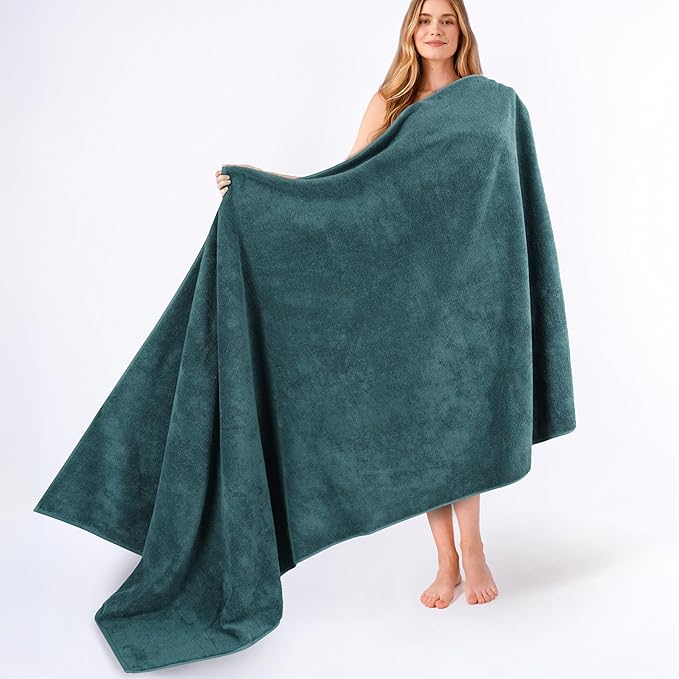 American Soft Linen 100% Cotton 600 GSM Turkish 40x80 Oversized Bath Towel Sheet, Extra Large Adult Towels for Bathroom, Teal Bath Sheet