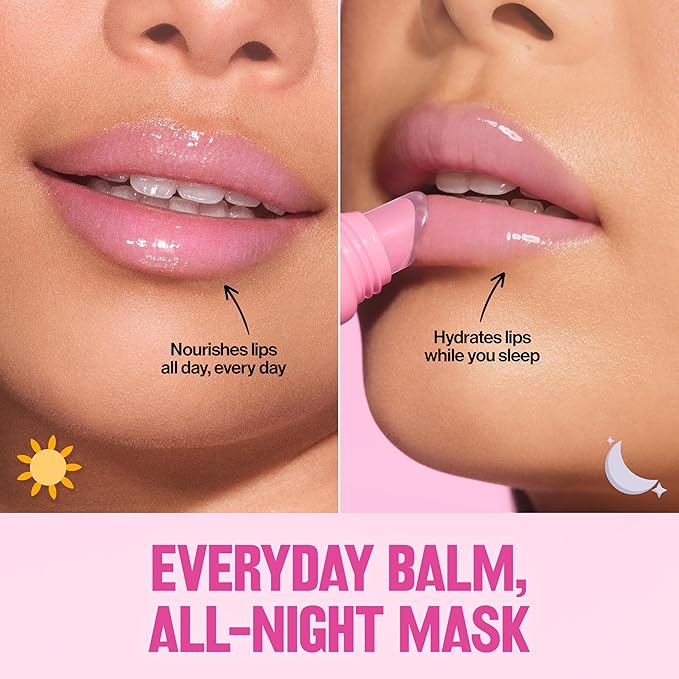 Revlon Glimmer Lip Treat Balm + Mask, Overnight Peptide Lip Treatment, Hydrating, 005 Hibiscus Spritz, 0.4 fl oz