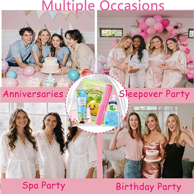 144 PCS Spa Party Supplies for Women, Spa Party Favors Include Face Masks Skincare,Hand Cream,Lip Mask,Comb and Foot Bath Bombs,Spa Birthday Sleepover Party Supplies for Women