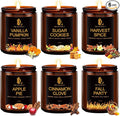 Fall Candles, 6 Pack Soy Candle Set, Scented Candles for Home, Holiday Candle for Women Men, Scents of Sugar Cookies/Vanilla Pumpkin/Cinnamon Clove/Apple Pie/Harvest Spice/Fall Party