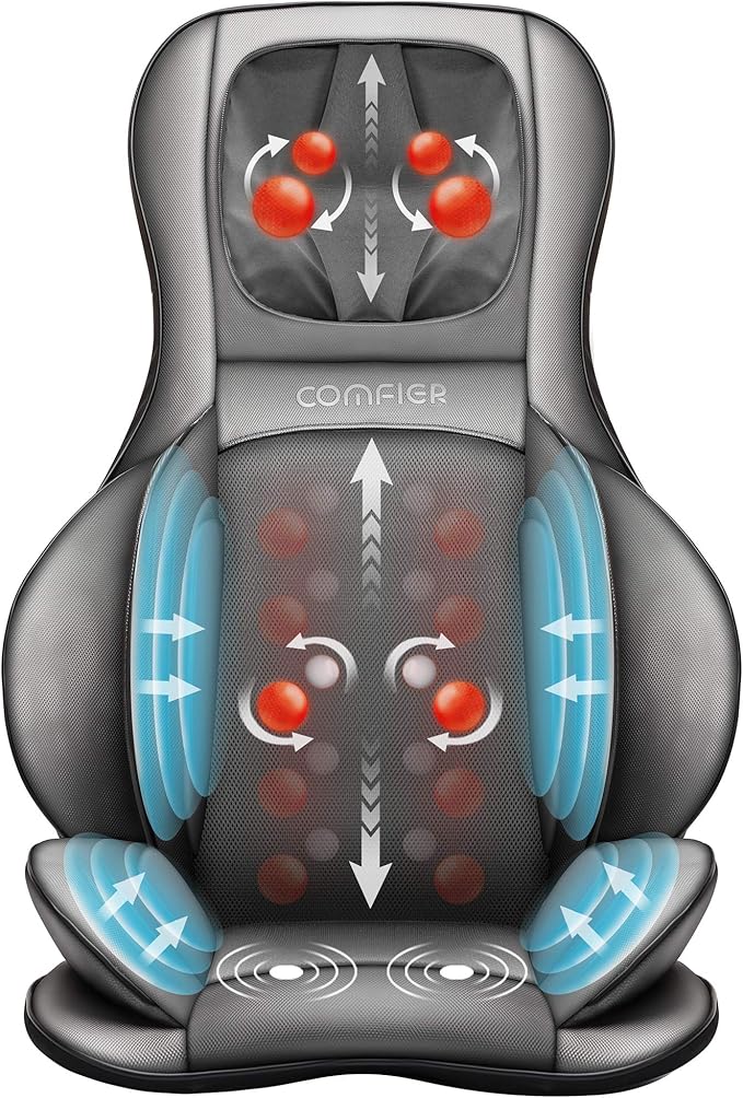 COMFIER Shiatsu Neck and Back Massager with Heat,Back Massager for Pain Relief Deep Tissue, Rolling & Compression Massage Chair Pad for Office Chair, Gift for Dad