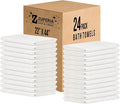 ZUPERIA White Bath Towels Bulk 24 Pack (22 x 44 Inches) - 100% Cotton Economy Light Weight Towels for Commercial Use - Quick Dry, Ultra-Soft, and Absorbent Bulk Towels