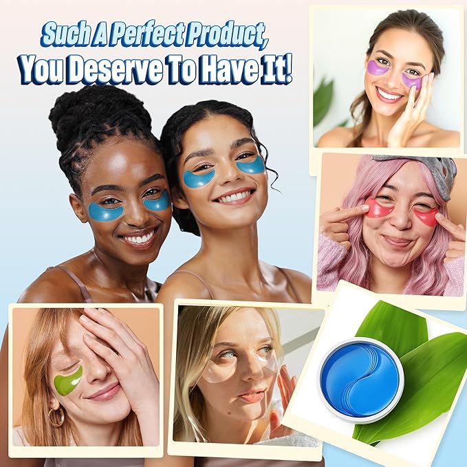 NAZANO Under Eye Patches - 60 Pack for Puffy Eyes, Dark Circles, Bags & Wrinkles with Hydrolyzed Collagen & Hyaluronic Acid - Eye Care Pads for Daily Skincare (Blue)