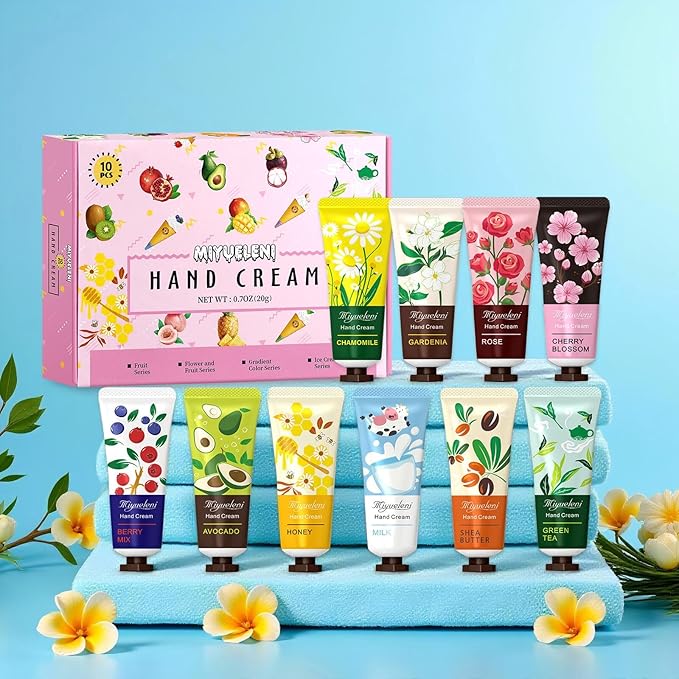 10 Pack Hand Cream Gift Set, Mothers Day Gifts,Moisturizing Hand Lotion Travel Size for Dry Hands, Gifts for Women&Teen Girls, Teacher Appreciation Gifts, Nurses Week Gifts, Mini Bulk Gifts