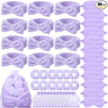 Mimorou 48 Pieces Spa Party Supplies Gift for Mother's Day 12 Spa Headband 12 Plush Sleep Eye Mask 12 Velvet Scrunchies 12 Organza Bags for Sleepover Slumber Party Graduation Gift(Purple)