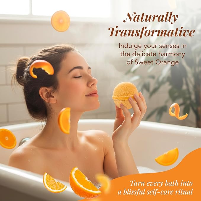 Saavy Naturals Bath Bombs – Relaxing Foaming Fizz Bubbles, Organic Bath Bombs for Women and Kids with Jojoba Oil - Gentle for Sensitive Skin - Made in USA - Sweet Orange (1 Pack) - 12 oz