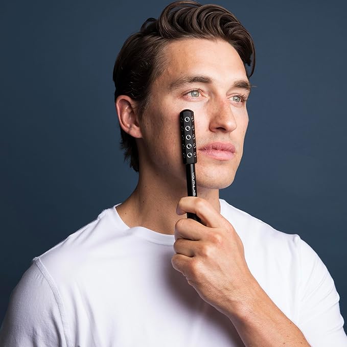 Radiance Roller – Germanium Stone Facial Massage Tool/Wand Face Roller for Lifting, Sculpting, De-Puffing, Glow Boost, Energizing & Cooling Effect (Black)