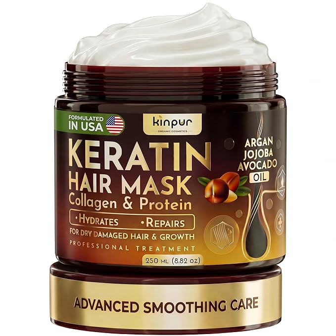 Keratin Hair Mask for Dry, Damaged or Long Hair - Deep Conditioner Masque with Protein, Coconut, Jojoba & Avocado Oil – Collagen Treatment for Hair Growth & Hydration, Split Ends Repair, Color-Safe