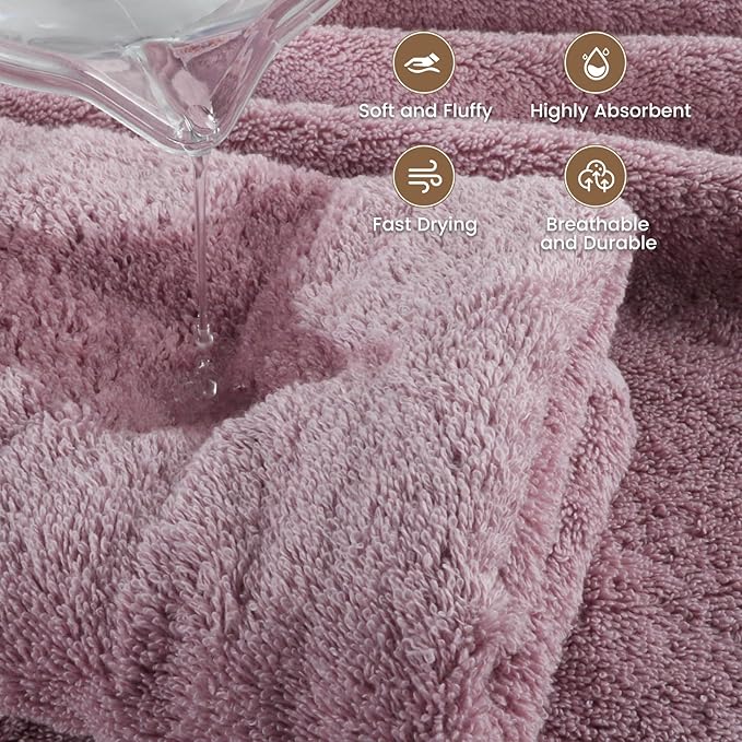 SEMAXE Purple Bath Towel, 100% Cotton Bath Towel with Hanging Loop, 55 x 27 Inch, Soft Absorbent & Quick Dry, for Bathroom & Travel