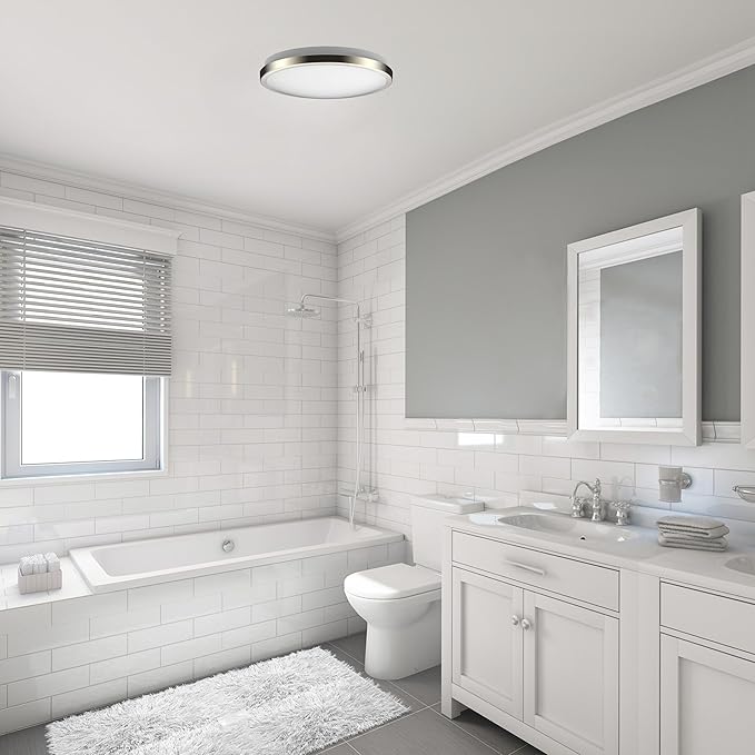 DYMOND LED Ceiling Light Flush Mount 10 Inches Ceiling Light Fixture Dimmable for Bathroom, Kitchen, Laundry Room (3000K Warm White, 10 inches)