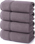 ecolook Bath Towels Set of 4,100% Cotton,27 x 55 Inches,Quick-Drying & Absorbent,Soft,Lightweight Towels for Bathroom,Shower,Spa, Gym & Hotel,Purple