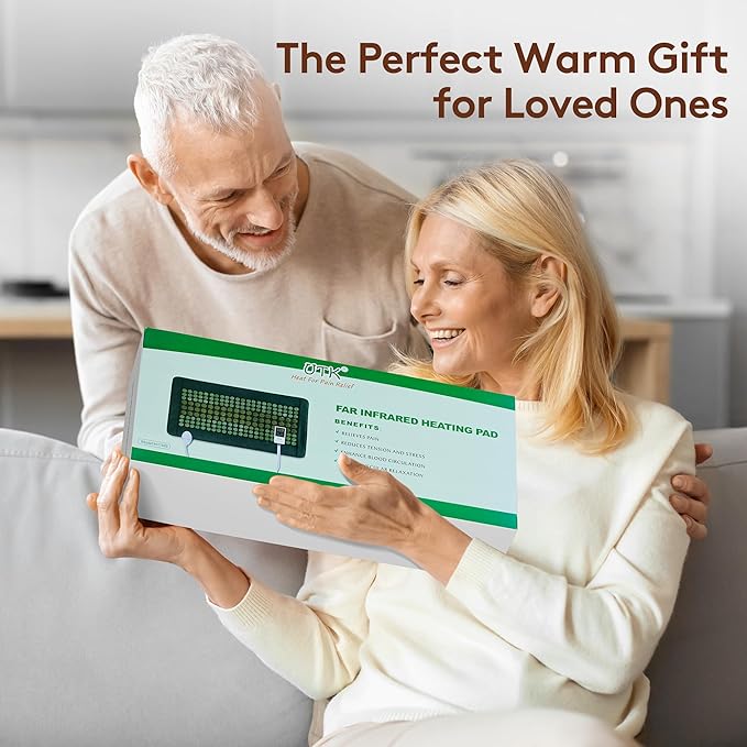 UTK Far Infrared Heating Pad for Back, 5X Deeper Pain Relief for Full Back, Thigh, Hip, Muscle, Hotter to 159℉, Weighted Electric Mat with Jade Tourmaline Stones, 22" x 39" Extra-Large Size