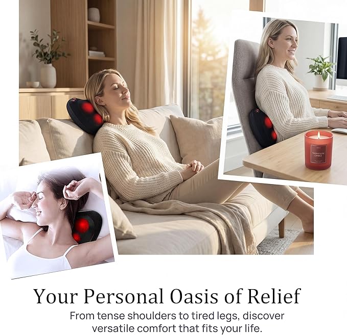 Papillon Mothers Day Gifts for Mom,Back Massager with Heat,Shiatsu Neck Massager Pillow for Back,Neck,Shoulder,Foot&Lower Back Pain Relief,Relaxation Gifts for Women/Mom/Fathers Day (Black)