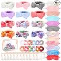 Kajaia 48 Pcs Spa Party Supplies for Girls Spa Party Favor Sleepover Slumber Supplies for Women Headband Eye Mask Hair Scrunchies Toiletry Bag(Motley,Fresh)