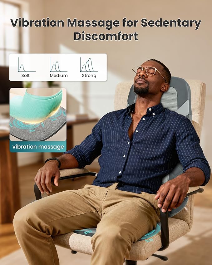 Snailax Shiatsu Back Massager with Heat,Full Back Massager for Pain Relief Deep Tissue,Longer Massage Chair Pad,Back Kneading Shiatsu or Rolling Massage for Chair