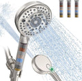 SunCleanse Filtered Shower Head with Handheld,9-Spray Setting Detachable Shower Head with 4 Filters for Hard Water - Filter Chlorine, Improve Skin and Hair Texture (4 Filters, Brushed Nickel)