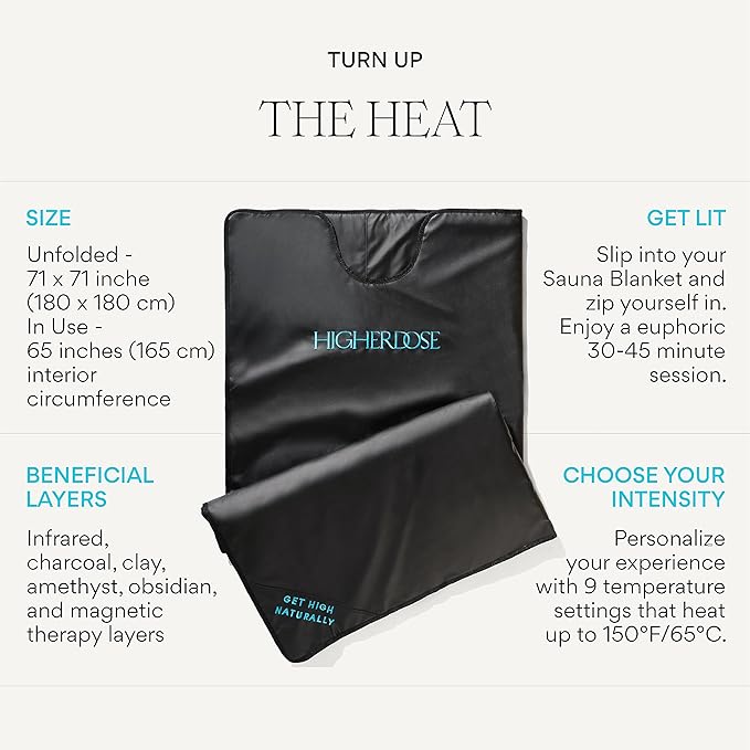 HigherDOSE Far Infrared Sauna Blanket - Full-Body Detox Wrap for Muscle Recovery, Glowing Skin, and Deep Relaxation - Personal and Portable Sauna for Home Spa Experience