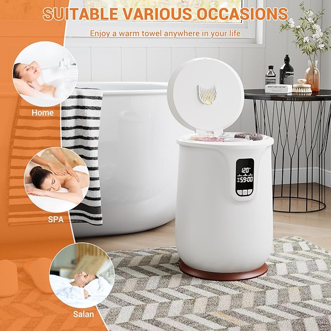 GarveeLife 20L Flip-Top Towel Warmer - Adjustable Temperature with Timer, LED Display & Auto Shut-Off for Bathroom, Quickly Warms Towels & Bathrobes Evenly