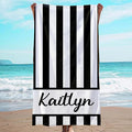 JML Personalized Beach Towel with Name, Custom Cabana Stripe Beach Towel, Customized Microfiber Pool Towel, Quick Dry & Absorbent Swim Towel for Adult,Anniversary, Birthday, Summer Holiday,Vacation