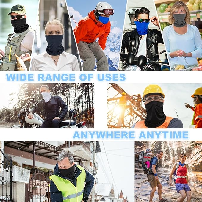 Neck Gaiter Face Mask: Scarf Gator Breathable Balaclava Cooling Cover Masks for Men Women