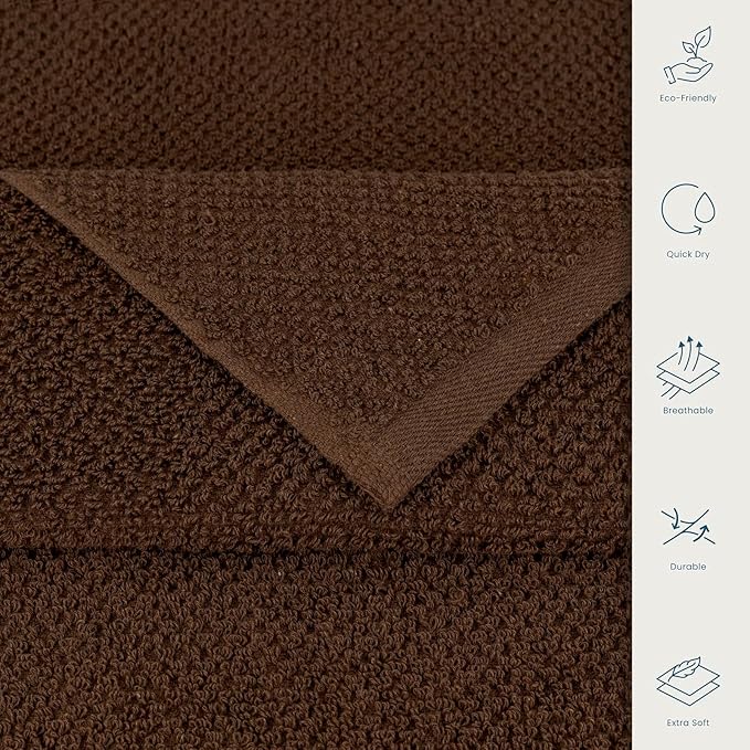 CASA COPENHAGEN EcoPop 6Pcs 100% Cotton Large Designer Towels Gift Set- Toffee, 550 GSM, 2Bath 2Hand 2Washcloths, Bath Towels for Bathroom Set for Women & Men