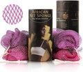 African Net Sponge Authentic Exfoliating Body Scrubber for Shower & Bath, Deep Cleansing Lather for Dead Skin Removal, Back Scrubber Gift for Women & Men（Rose Red & Purple）