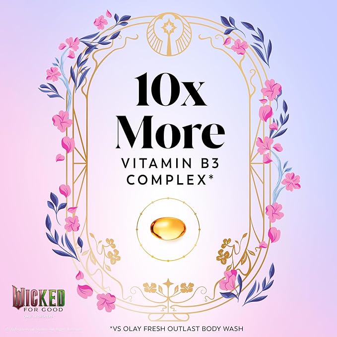 Olay Body Wash for Women, Couldn't Be Lovelier Glinda's Edition, Intensely Hydrating & Renewing, Pro-Hyaluronic Acid Serum & Vitamin B3, All Skin Types, Raspberry & Bubbles Scent, 20 fl oz (Pack of 2)