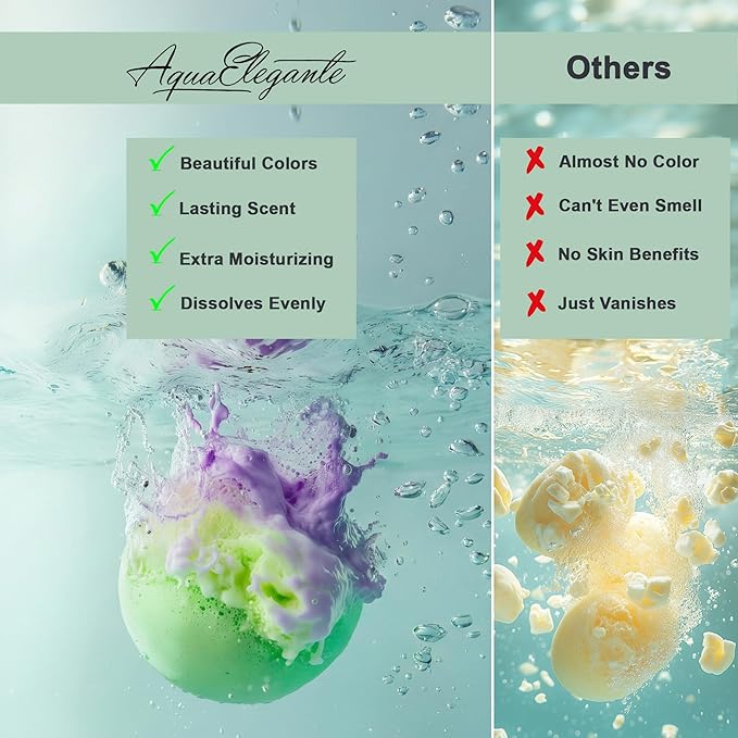 Aqua Elegante Tropical Fruit Bath Fizzies Set - 12 Large Bubble Bathbombs with Natural Essential Oils and Moisturizing Shea Butter + Coconut Oil in Fruity Scents - Vegan Baths Bomb Gifts for Women