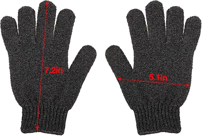 6Pairs Exfoliating Gloves - Premium Black Scrub Wash Mitt for Bath or Shower - Luxury Spa Exfoliation Accessories for Beauty Spa Massage, Suitable for Men and Women