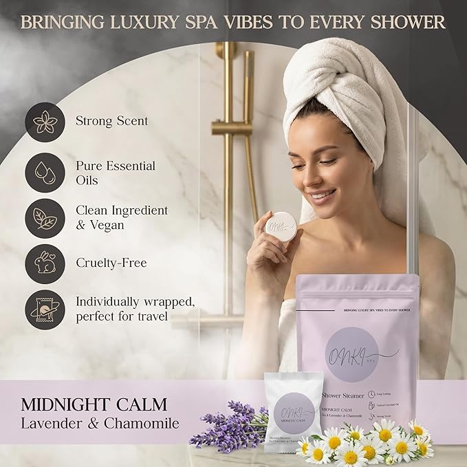 Shower Steamers Aromatherapy 6 Pack – Relaxation, Self Care, Stress Relief, Spa Gifts for Women & Men (Lavender & Chamomile) Mother’s Day Gifts for Mom, Wife from Husband, Grandma, Daughter and Sister
