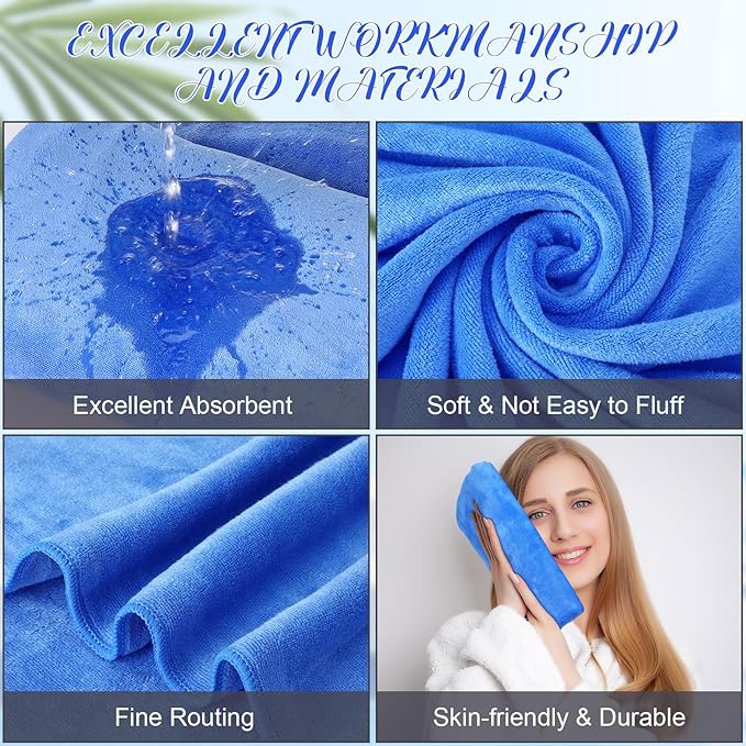SmoothNovelty 16 Pack Microfiber Bath Towels Bulk 27'' x 60'' Oversized Beach Towel Highly Absorbent Extra Large Soft Drying for Shower Pool Salon Sauna Bathroom Gym Party (Simple,Royal Blue)
