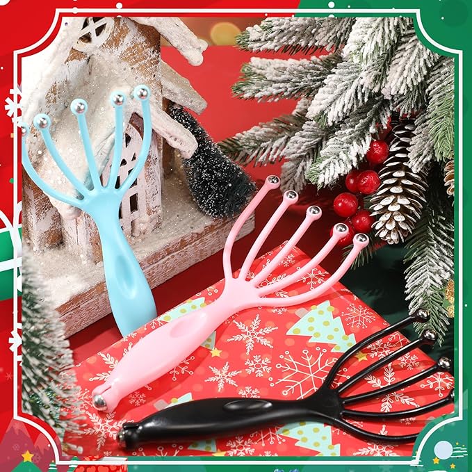 TrelaCo 24 Pcs Scalp Massager Portable Handheld Spa Head Massager for Deep Relaxation and Stress Reduction Manual Head Massage Tool for Office Home Christmas Gift(Blue, Pink, Black)