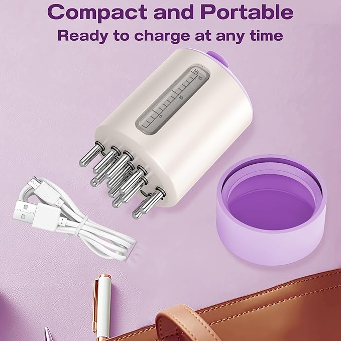 Electric Hair Oil Applicator & Scalp Massager 2 in 1, 15ml Capacity, Scalp Care Brush for Hair Treatment, Minoxidil, Essential Oils & Serums (Purple) (Purple)