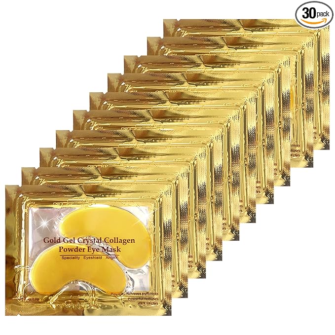 Under Eye Patches - 30 Pairs 24K Gold Moisturizing Under Eye Mask, Anti Aging Collagen Eye Masks Skincare Eye Patches for Puffy Eyes and Dark Circles, Gold