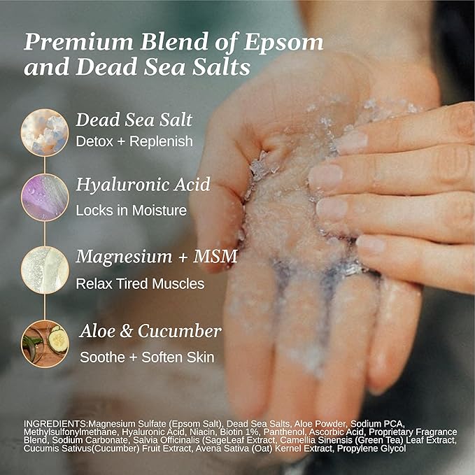 Relax Spa & Bath Aromatherapy Bath Salts for Hot Tub, Bath, or Spa, 2LB Bag Infused with Magnesium, Bath Salt for Soaking, Lavender Palmarosa Scent