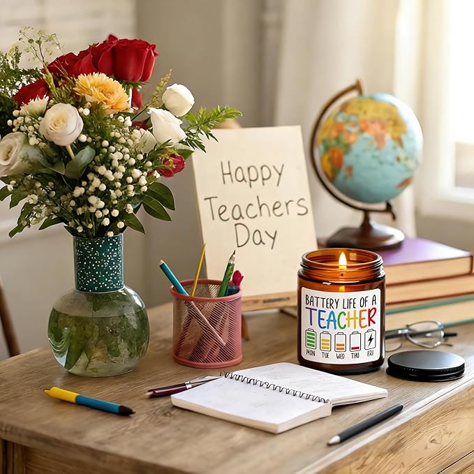 Teacher Candle Gifts for Women Men - Funny Teacher Appreciation Gifts, 7oz, Sandalwood Scented Candles