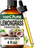 100% Pure Lemongrass Oil - 4 Fl Oz Lemongrass Essential Oil for Hair, Skin, Diffuser, Aromatherapy & DIY Soap Making Scent