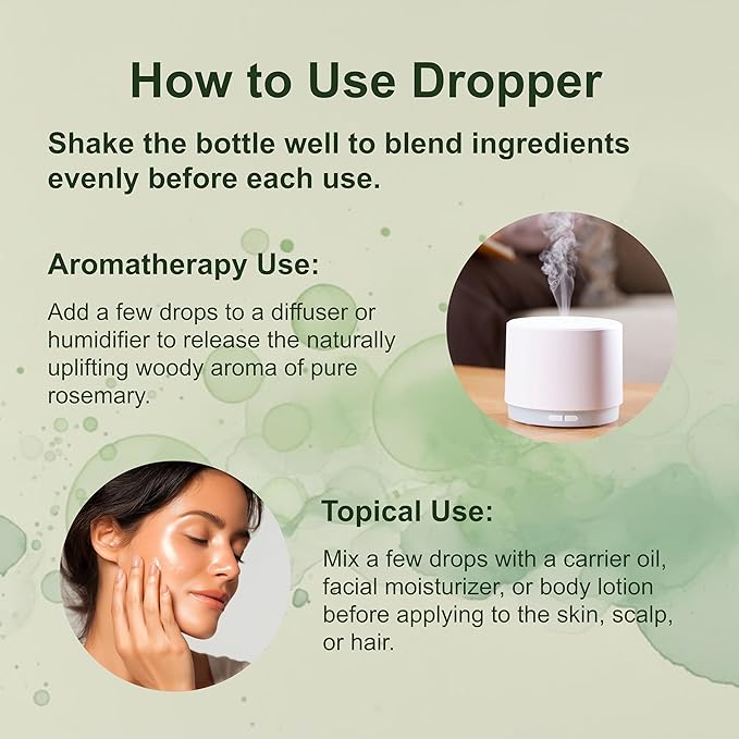 Micro Ingredients Rosemary Essential Oil for Hair, Scalp & Skin, 8 fl oz – 100% Pure & Natural with Dropper | Aromatherapy, Diffuser, Soap, Candle & Massage Use | Woody Herbal Aroma, Cruelty-Free