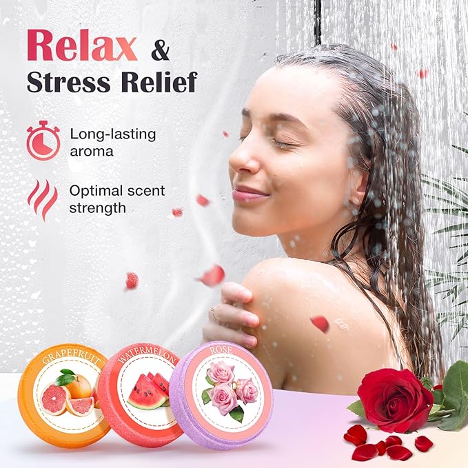 Qivatex Shower Steamers Aromatherapy, Mothers Day Gifts for Mom, Birthday Gifts for Women Teen Girls Wife Mom, Natural Essential Oil SPA Self Care Relaxation Shower Bombs (8 Pack)